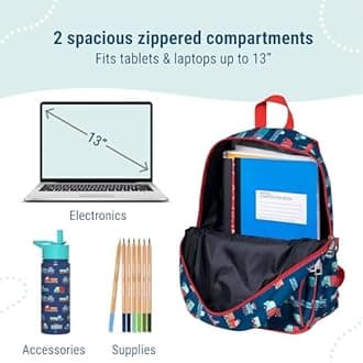 Wildkin Men's 15 Inch Backpack Preschool Kindergarten And Elementary School Patterns Coordinate With Our Lunch Boxes And Duffel Bags