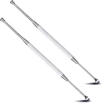 2 Pack - Stainless Steel Ear Spoon Portable Double-Ended Ear Pick Ear Wax Removal Tools Cleaning Ear Cleaner Spoon Spiral Ear Clean Tool