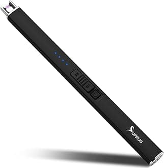 - SUPRUS Electric Lighter Arc Windproof Flameless USB Rechargeable Lighter with Safety Lock for Candle BBQ Camping (Black)