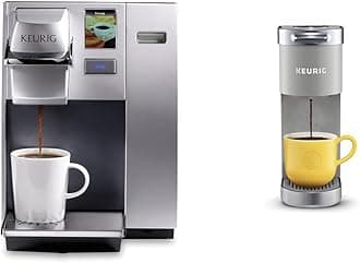 Keurig K155 Office Pro Single Cup Commercial K-Cup Pod Coffee Maker, Silver & K-Mini Plus Single Serve K-Cup Pod Coffee Maker, Studio Gray