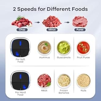 Ganiza - Food processor, meat grinder with glass and stainless steel bowls 8 cups, 450 W 2-speed copper motor and overheat protection light, incl