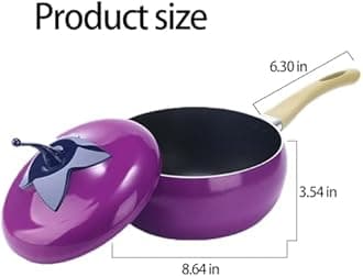 With Lid Fruit Shaped Pans,With Lid Vegetable Shaped Pans,Cute Nonstick Soup Pot Pasta Pan,Multifunction Cooking Pot With Handles for Stewing Poaching Frying (Eggplants,Milk Pan)