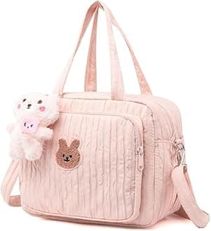 Lushandy Baby Diaper Bag Tote, Mom Bag Crossbody Diaper Bags Baby Travel Bags for Girl Pañaleras Para Bebe (Pink, Large)