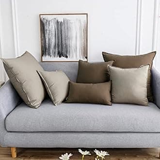 Jeanerlor Pack of 2 24 x 24 Inch Cotton Linen Soft Soild Decorative Square Throw Pillow Covers Green Cushion Case Set for Bedroom/Sofa/Car 60 x 60 cm, Khaki