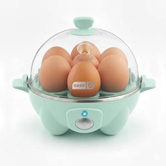 DASH 7 Eggs Pressure Cooker for Hard Boiled Eggs, Poached Eggs, Scrambled Eggs or Omelets with Auto Shut-Off Function - Aquamarine