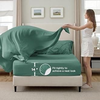 Bedsure Full Size Comforter Sets - Bedding Sets Full 7 Pieces, Pintuck Bed in a Bag Graysih Green Bed Set with Comforter, Sheets, Pillowcases & Shams