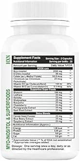 HXN PCOS Supplement For Women (PCOD) With Myo-Inositol & D-Chiro-Inositol, Vitamin D, Shatavari Helps Period Pain Relief, Better Cycle Supplements-90 Tablet (Pack1)