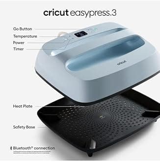 Cricut EasyPress 3 | 30 cm x 25 cm (12 inches x 10 inches) | Heating Press with Bluetooth Technology for Iron-On (HTV), Fusible Ink and Sublimation Materials, 2009152