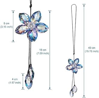 ATMOMO Crystal Flower Car Hanging Ornament Lucky Car Accessories (Colorful)