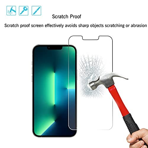 Ailun Screen Protector, 2 Pack iPhone 13 Pro [6.1 inch] Display 2021 + Camera Lens Protector, 2 Pack Tempered Glass Film [9H Hardness] - HD [Not Compatible with iPhone 13 Pro Max] [4 Pack]