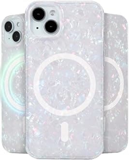 LONLI Hue - for iPhone 15 Plus Case [Compatible with Magsafe] - White Pearl Tort - [10FT Drop Plustection] [4 Airbag Cushioned Corners] - Cute, Unique and Aesthetic (2023)