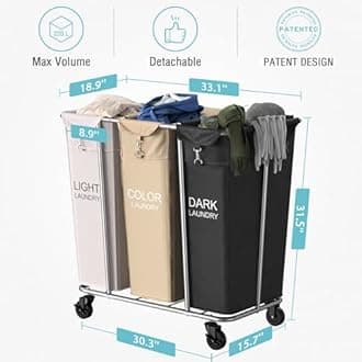 PLKOW Laundry Cart with Wheels Laundry Sorter