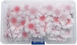 100 Pieces/Box Edible Flower Cupcake Toppers, Sticky Rice Paper Decorative Cake Cupcake Toppers for Wedding Birthday Party Cupcake Food Decoration Frosting, Icing and Decorations