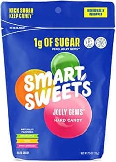 SmartSweets Jolly Gems Easter Candy, 2.5oz, Green Apple, Peach, & Pink Lemonade Flavors, Hard Candy With Low Sugar, Low Calorie, Free From Sugar Alcohols, No Artificial Colors Or Sweeteners