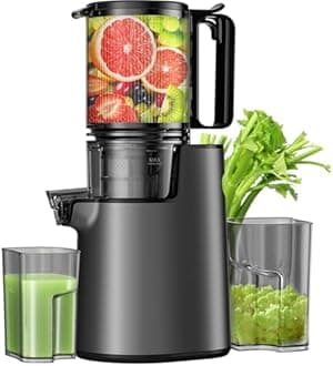 Cold Press Juicer, Juicer Machines with 5.4" Wide Feed Chute for Juice Extractor, Professional Slow Masticating Juicer for Whole Vegetables & Fruits with High Juice Yield, Easy to Clean (Black)