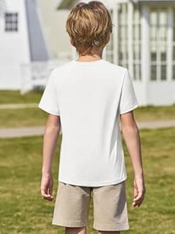 Haloumoning Boys Short Sleeve Shirts Kids Summer Crewneck T-Shirts Casual Tops Tees 5-14 Years