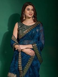 stylishfashion Bollywood Saree Party Wear Pakistani Designer Sari Wedding, Saree for Sanna Stone Work Saree Sari