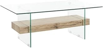 Safavieh Home Kayley Natural and Glass Coffee Table