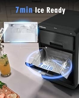 Maksone Countertop Nugget Ice Maker with APP Control, 44lbs/24H,Ready in 7 Mins,Crushed ice Maker,Sonic Pebble Ice Machine
