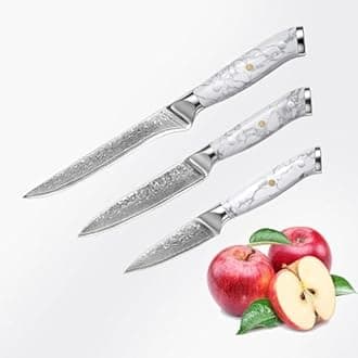 9 Pcs Damascus Steel Kitchen Knives Set VG10 Chef Knife Set Premium Stainless Steel Knife Sets Ergonomic Design Beautiful & Elegant Marble Pattern Handle Dishwasher Safe