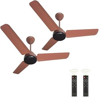 OCECO BLDC Fan Combo Pack of 2 900mm Energy Saving Ceiling Fans with Remote Operation BEE 5 Star Low Power Consumption Silent Cooling Brown