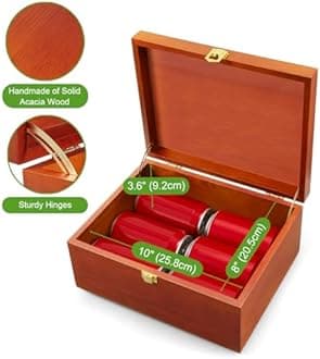 DRASTAR Large Wooden Keepsake Memory Box, Decorative Storage Box with Hinged Lid, Jewelry Gift Box with Lids, Brown