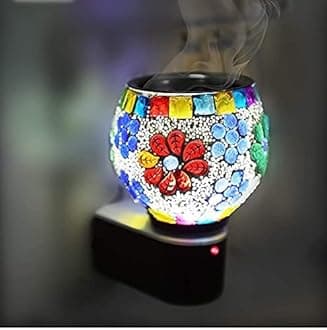 COPURE™ Electric Ceramic Kapoor Dani Stand Kapur Incense Burner Aroma Oil Diffuser Cum Night Lamp with On/Off Switch to Toggle Between Burner and Lamp for Home Gift - (Design 14)