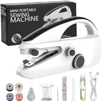 OKYUK Sewing Machine, Handheld Sewing Machine for Beginners, Two Speed Adjustment Electric Mini Sewing Machine, Easy to Use and Fast Stitch Suitable for Clothes,Fabrics, DIY Home Travel (Black)
