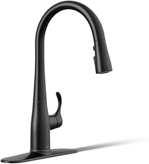 K-597-BL Simplice Pull Down Kitchen Faucet, 3-Spray Faucet, Kitchen Sink Faucet with Pull Down Sprayer, Matte Black