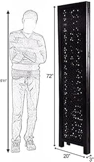 Home & Goods International Wooden Room Divider Partition - Foldable Wood Screen Separator for Living Room, Bedroom, Office, Restaurant - Kangra Badrun, White (3 Panel with Stand)