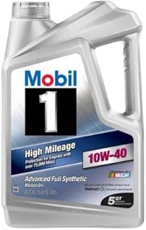 Mobil 1 10W-40 High Mileage Full Synthetic Motor Oil, 5 qt.