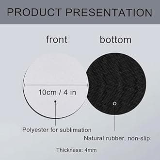 50 PCS Sublimation Blank Cup Coasters Bulk, 4x4 Inch Round Blank Cup Mat Rubber for Sublimation Transfer Heat Press Printing DIY Crafts