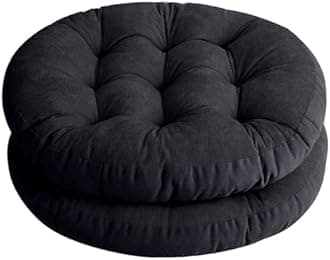 Tiita Solid Papasan Patio Seat Cushion Round Chair Pad Home Floor Cushion 22 Inch Set of 2 Throw Pillows Indoor/Outdoor (Dark Grey, 22 x 22 x 4 Inches)
