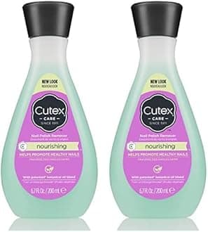 Nail Polish Remover by Cutex, Nourishing Nail Care, Leaves Nails Looking Healthy, Contains Vitamins E & Apricot Oil, 6.76 Fl Oz (Pack of 2)