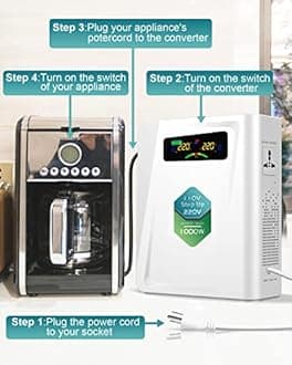 120v to 240v Step Up Transformer 1000W, 110v to 220v Power Voltage Converters, No Noise, Ten Protection Functions, Suit for Coffee Machines, Rice Cookers and Other Appliances