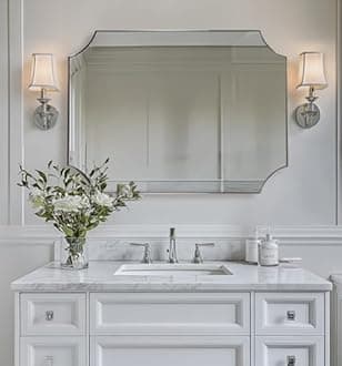 ANDY STAR 30x40 Inch Chrome Mirror, Scalloped Bathroom Mirror, Polished Chrome Framed Mirror in Anti-Rust Stainless Steel Metal Thin Frame Deep 1’’, Large Wall-Mounted Mirror (Horizontal/Vertical)