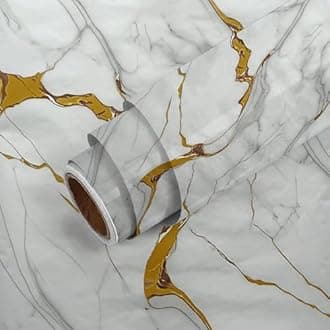 JB'S LAND Marble Waterproof Oil Proof Wall Paper Furniture Kitchen, Cabinets, Almirah,Tabletop,Table, WoodenTable,Wardrobe,PVCDIY Self Adhesive Sticker(60x200cm) (New Desing Golden Line)