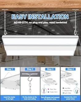 9 Pack 400W High Bay LED Lights 60,000LM, 2.22FT LED Warehosue Light UL DLC Listed, 5000K Linear Hanging Shop Fixture Dimmable 0-10V, Commercial High Bay Light for Workshop Garage Factory, AC100-277V