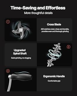 VEVOR Manual Meat Grinder, 304 Stainless Steel Hand Meat Grinder with Suction Cup + Steel Table Clamp, Meat Mincer Sausage Maker & 2 Cutting Plates, Sausage Tube, Grinding Head for Beef Pepper Cookie