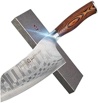 TUOCutlery Cleaver Knife - Japanese AUS-10 Damascus Steel - Chinese Chef's Knife for Meat and Vegetable with Ergonomic Pakkawood Handle - 7" - Fiery Phoenix Series