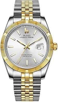BUREI Men's Automatic Mechanical Wristwatch, Waterproof, Stylish, Analog, Popular, Business, Date, Brand Watch, Simple, Casual, Luminous