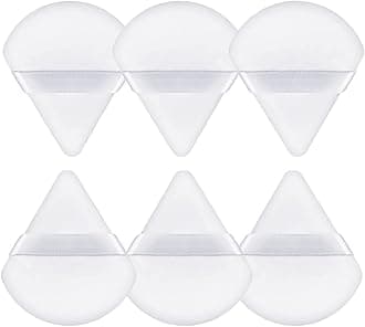 Gleva 6 Pcs Powder Puff Soft Face Makeup Sponge, Loose powder Foundation Blending Sponges Set, Makeup Blender, Contouring, Wedge Triangle Shape Wet & Dry Tool Washable Reusable (White)