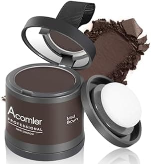 Acomler Instantly Root Cover Up Hairline Shadow Powder, Root Touch Up Hair Color 0.35 Ounce for Thinning Hair, Grey Hair Coverage, Hair Powder for Women Men, Beard Line, Bald Spots (Medium Brown)