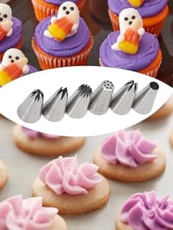 1M 2A 2D 2F 6B 234 Piping Tips Set,Star Round Drop Flower Eclair Grass Icing Tip Decorating Tips Large for Frosting Cake Cupcake Cookie,6 Pcs
