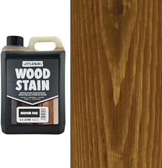 Littlefair's Wood Stain Water Based - 2.5 LTR - Indoor Furniture Stain Light & Dark Finishes - Special Non Toxic & Eco Friendly Formula - Wood Stain for Crafts - Colour: Medium Oak