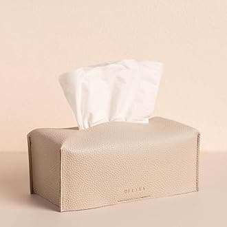 OLETHA Aesthetic Rectangle Tissue Box Cover, Medium Flat Box Tissues Holder Rectangular, Light Taupe
