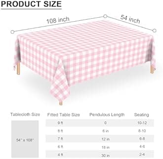 3 Pcs Pink Gingham Tablecloth Disposable Plastic Checkered Table Cloths for Parties Disposable, Waterproof Rectangular Pink & White Table Cover for Camping, Birthday, Party, Picnic 54 × 108 Inch