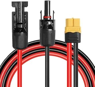 MOOKEERF Solar to XT60 Extension Cable 10AWG 6FT Solar Connector to XT60 Adapter Cable for Solar Panel to Portable Power Station Solar Generator Battery Pack