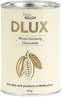 DLUX White Drinking Chocolate, Creamy White Chocolate Powder for Hot or Iced Drinks (220G)