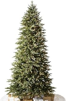 Balsam Hill Silverado Slim - Realistic Narrow Christmas Tree with True Needle Foliage with Premium Stand & Easy Assembly for Indoor Holiday Decorating, LED Clear, 8'